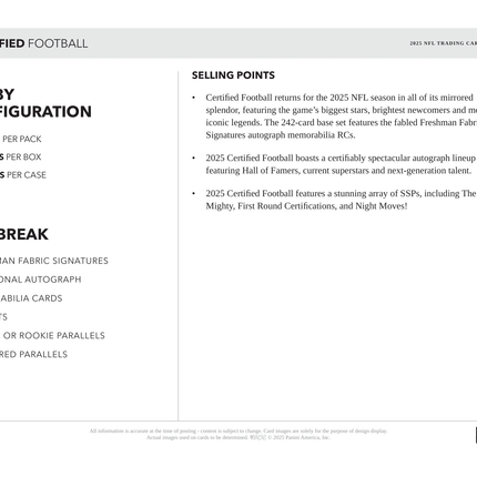Panini - 2025 Certified American Football (NFL) - Hobby Box