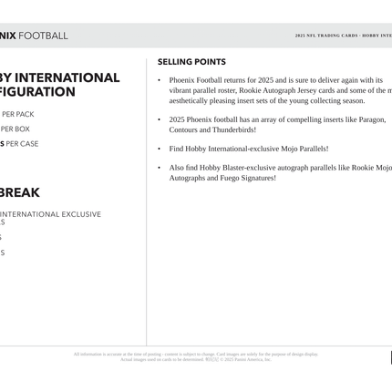 Panini - 2025 Phoenix American Football (NFL) - International Mega Box