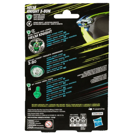 Beyblade X - Starter Pack Top and Launcher - Helm Knight 3-80N