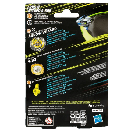 Beyblade X - Starter Pack Top and Launcher - Arrow Wizard 4-80B