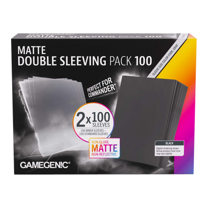 Gamegenic - Matte Double Sleeving Pack - Black (100 Matte Prime + 100 Inner Sleeves)