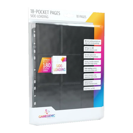 Gamegenic - Sideloading 18-Pocket Pages - Black - 10 Pack