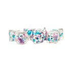 Fanroll - 16mm Resin Polyhedral Dice Set - Pearl Gradient Purple/Teal/White