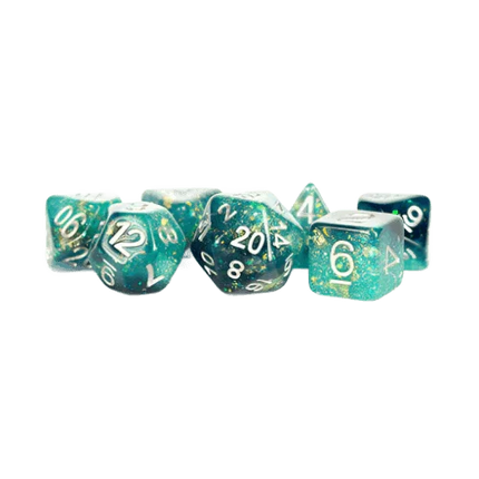 Fanroll - 16mm Resin Polyhedral Dice Set - Eternal: Teal/Black