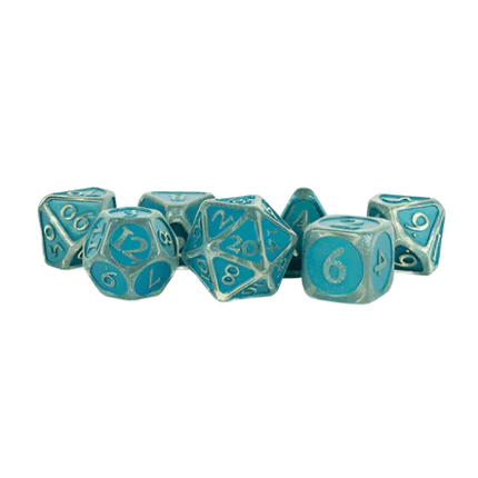 Fanroll - 16mm Enamel Acrylic Poly Dice Set - Ice with Blue Enamel