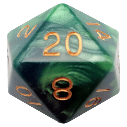 Fanroll - 35mm Mega Acrylic D20 - Green/Light Green with Gold Numbers