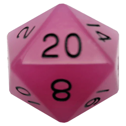 Fanroll - 35mm Mega Acrylic D20 - Glow Purple with Black Numbers