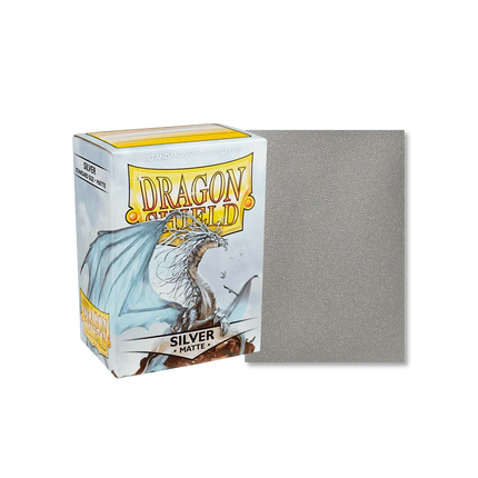 Dragon Shield - Matte Sleeves - Standard Size - 100pk - Silver - The Card Vault