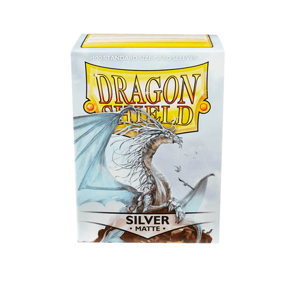 Dragon Shield - Matte Sleeves - Standard Size - 100pk - Silver - The Card Vault