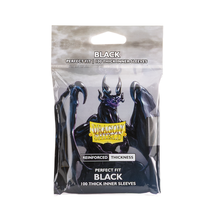 Dragon Shield - Perfect Fit Thick Inner Sleeves - Standard Size - 100pk - Black - product hero