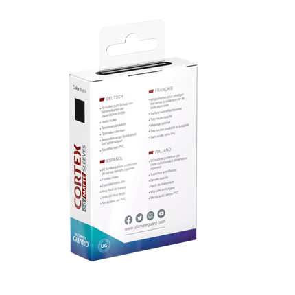Ultimate Guard - Cortex Sleeves - Japanese Size - Ideal-Fit - Matte Black - 60pk