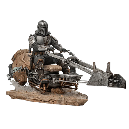 Iron Studios - The Mandalorian - The Mandalorian on Speederbike - Deluxe Art Scale Statue 1/10 - The Card Vault