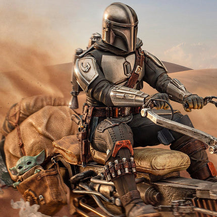 Iron Studios - The Mandalorian - The Mandalorian on Speederbike - Deluxe Art Scale Statue 1/10 - The Card Vault
