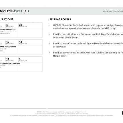 Panini - 2021/22 Chronicles Basketball (NBA) - Blaster Box - The Card Vault