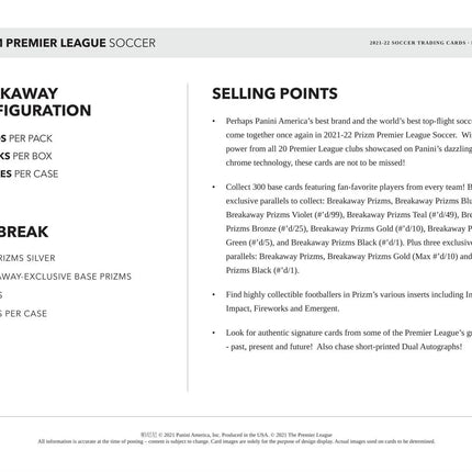 Panini - 2021/22 Prizm Premier League Football (Soccer) - Breakaway Box - The Card Vault