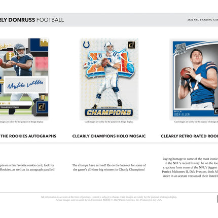Panini - 2022 Clearly Donruss American Football (NFL) - Hobby Box - The Card Vault