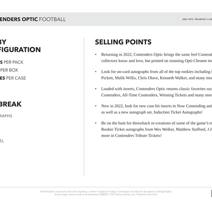 Panini - 2022 Contenders Optic American Football (NFL) - Hobby Box - The Card Vault