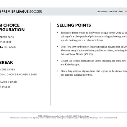 Panini - 2022/23 Prizm Premier League Football (Soccer) - Choice Box (1 Pack) - The Card Vault