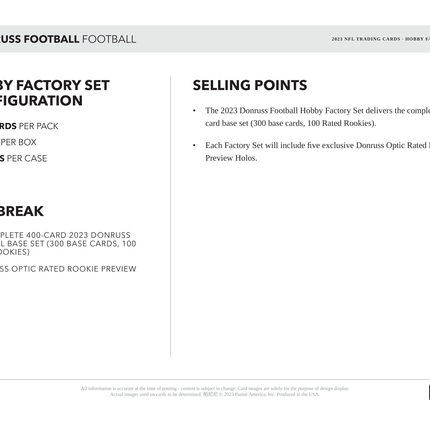 Panini - 2023 Donruss American Football (NFL) - Factory Set Hobby Box - The Card Vault