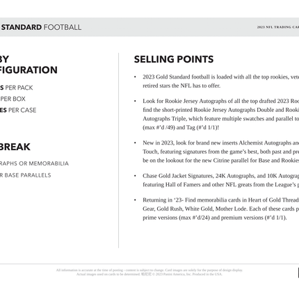 Panini - 2023 Gold Standard American Football (NFL) - Hobby Box - The Card Vault