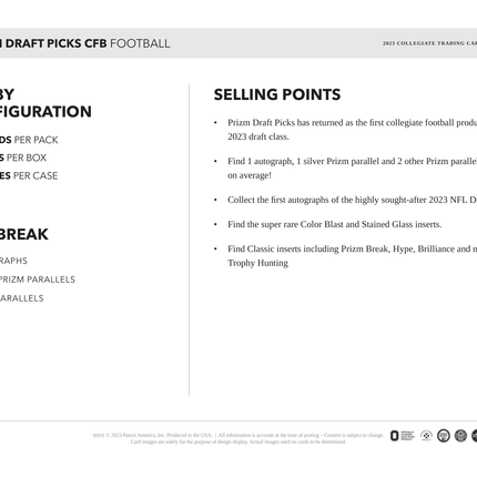 Panini - 2023 Prizm Draft Picks Collegiate American Football (NFL) - Hobby Box - The Card Vault
