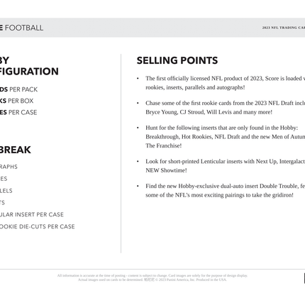Panini - 2023 Score American Football (NFL) - Hobby Box - The Card Vault