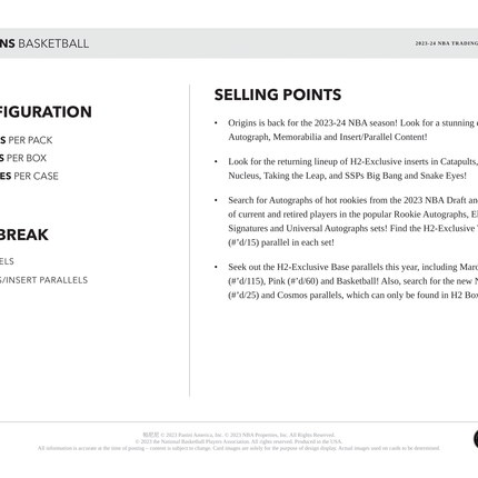 Panini - 2023/24 Origins Basketball (NBA) - Hybrid H2 Box - The Card Vault