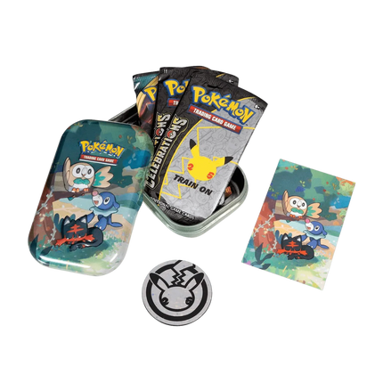 Pokemon TCG: Celebrations Mini Tin - Rowlet, Litten & Popplio - The Card Vault