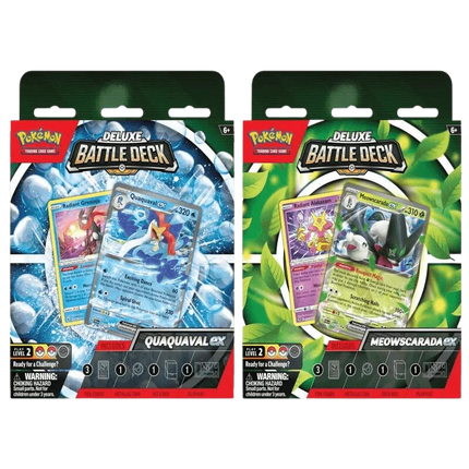 Pokemon TCG - Scarlet & Violet Paldea Evolved - Meowscarada Ex & Quaquaval Ex Deluxe Battle Decks - The Card Vault