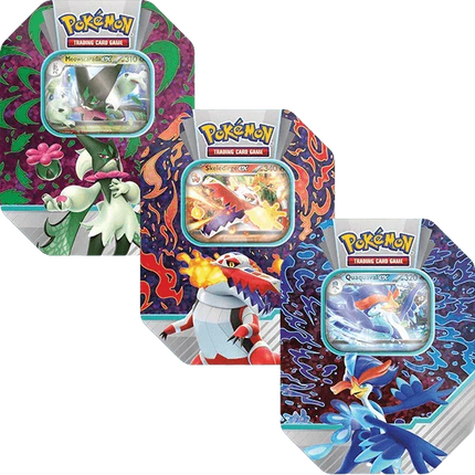 Pokemon TCG - Scarlet & Violet - Paldea Partners Tins - Mewoscarada & Skeledirge & Quaquaval - The Card Vault