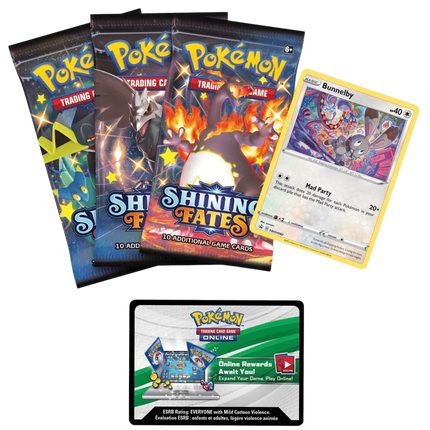 Pokemon TCG: Shining Fates Mad Party Pin Collection Box - Bunnelby - The Card Vault