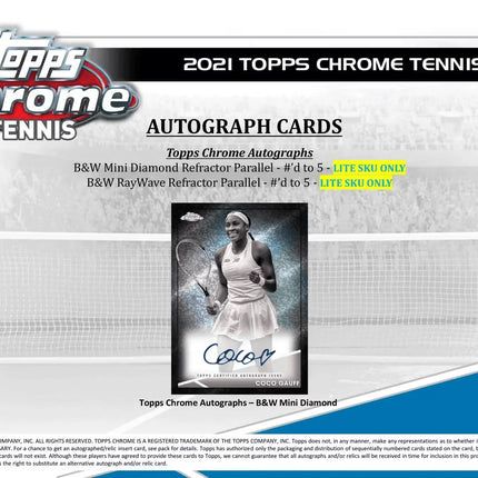Topps - 2021 Chrome Tennis - Hobby Lite Box - The Card Vault