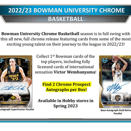 Topps - 2022/23 Bowman University Chrome Basketball (NBA) - Hobby Box (24 Packs) - The Card Vault