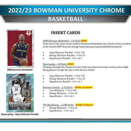 Topps - 2022/23 Bowman University Chrome Basketball (NBA) - Hobby Box (24 Packs) - The Card Vault