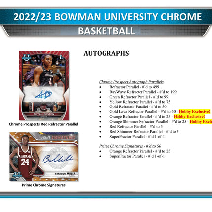 Topps - 2022/23 Bowman University Chrome Basketball (NBA) - Hobby Box (24 Packs) - The Card Vault
