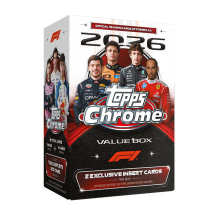 Topps 2026 Chrome Formula 1 Value Box with 7 packs and 28 cards