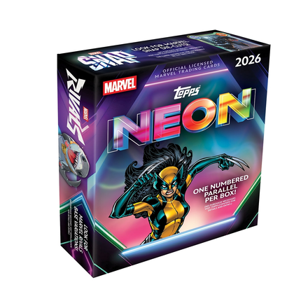 Topps 2026 Marvel Neon Mega Box, European FGC006811 edition with one numbered parallel per box