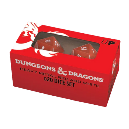 Ultra Pro - Dungeons & Dragons - Heavy Metal D20 Red and White Dice Set - The Card Vault
