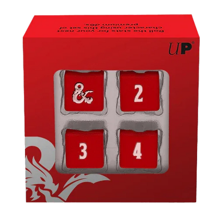 Ultra Pro - Dungeons & Dragons - Heavy Metal D6 Red and White Dice Set - The Card Vault