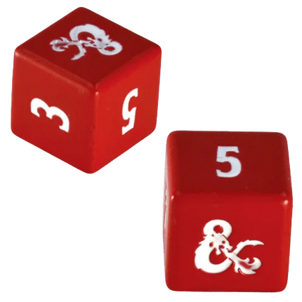 Ultra Pro - Dungeons & Dragons - Heavy Metal D6 Red and White Dice Set - The Card Vault
