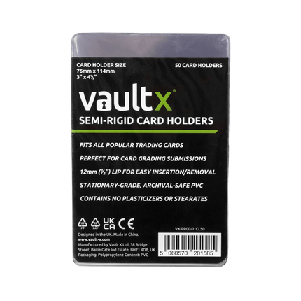 Vault X Slim Semi-Rigid Card Holders (50 Pack) - The Card Vault